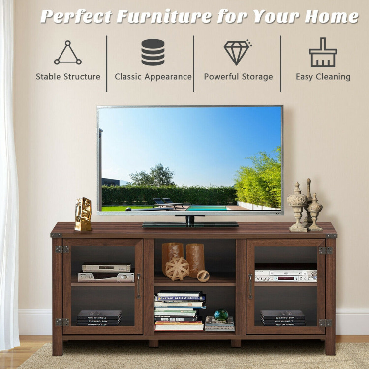 TV Stand Entertainment Center for TVs up to 65 Inch with Storage Cabinets-WalnutCostway Gallery View 3 of 12