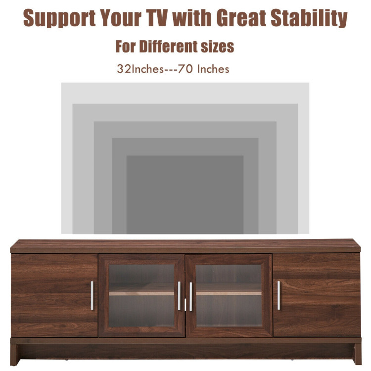 Media Entertainment TV Stand for TVs up to 70 Inches with Adjustable Shelf-WalnutCostway Gallery View 10 of 13