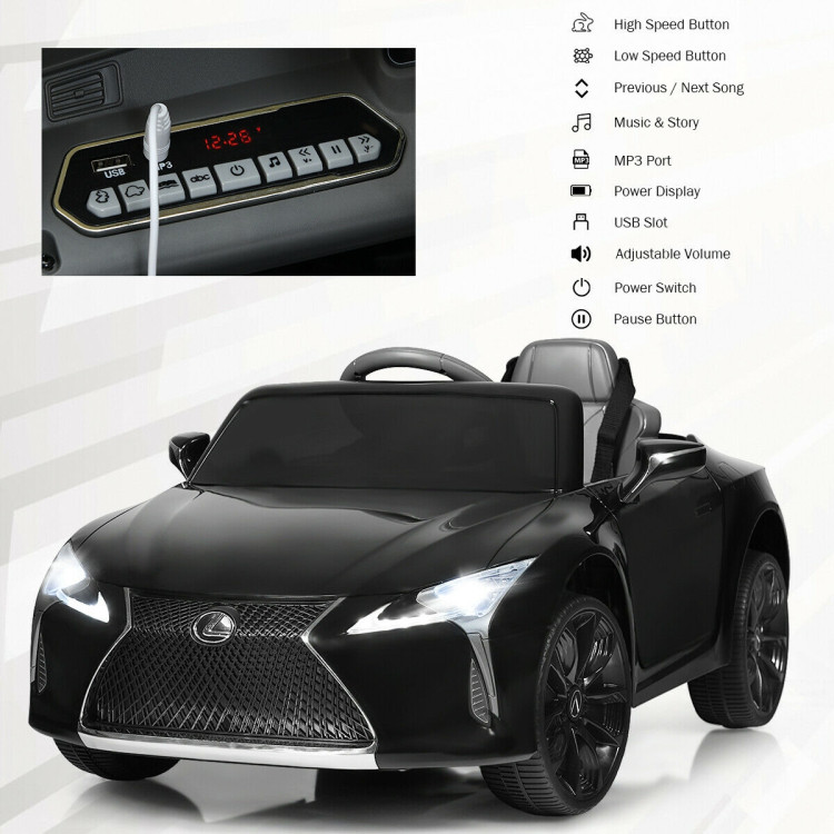 Kids Ride Lexus LC500 Licensed Remote Control Electric Vehicle-BlackCostway Gallery View 5 of 12