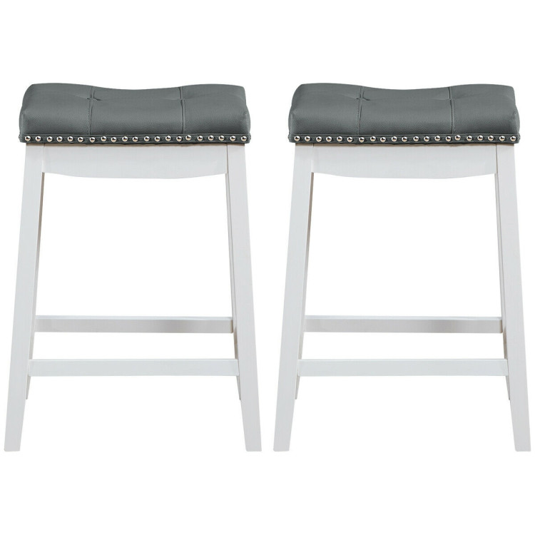 Set of 2 24-Inch Height Backless Counter Stool with Footrest-WhiteCostway Gallery View 7 of 9