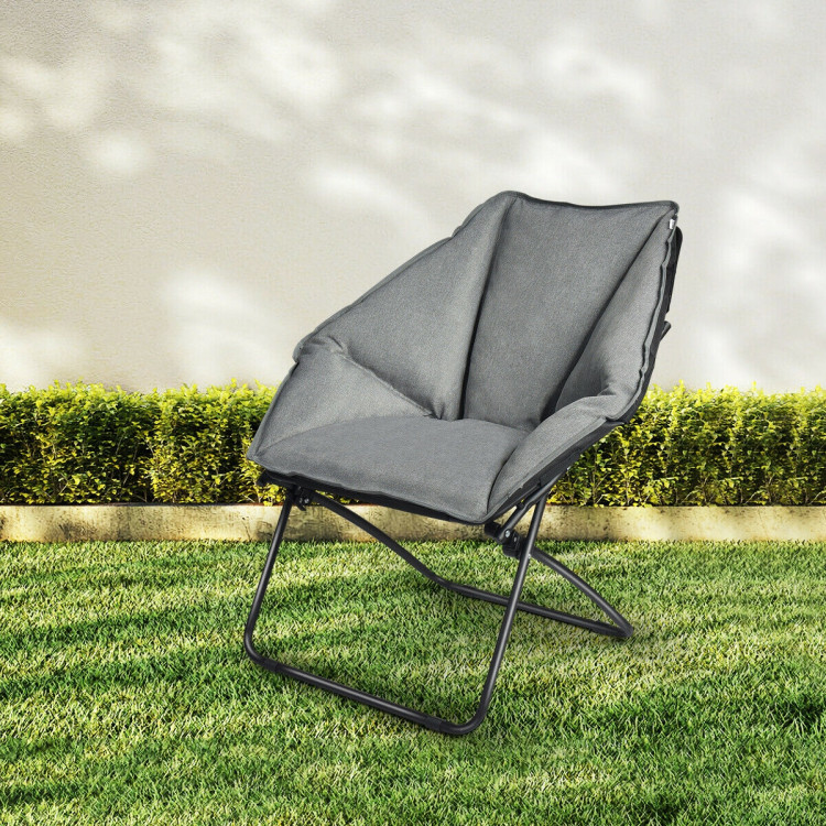 Oversized Foldable Leisure Camping Chair with Sturdy Iron FrameCostway Gallery View 3 of 10