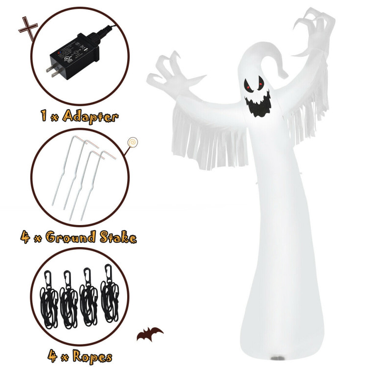 12 Feet Halloween Inflatable Spooky Ghost with Blower and LED LightsCostway Gallery View 10 of 12