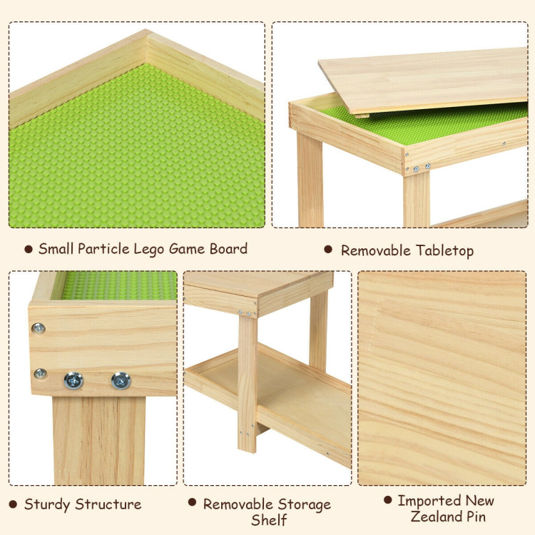 Solid Multifunctional Wood Kids Activity Play Table-NaturalCostway Gallery View 12 of 12