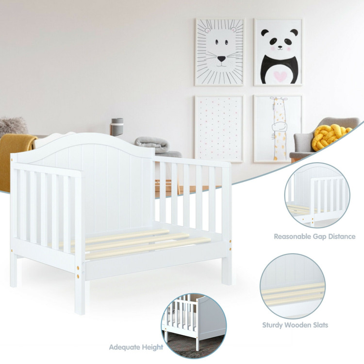 2-in-1 Classic Convertible Wooden Toddler Bed with 2 Side Guardrails for Extra Safety-WhiteCostway Gallery View 5 of 12