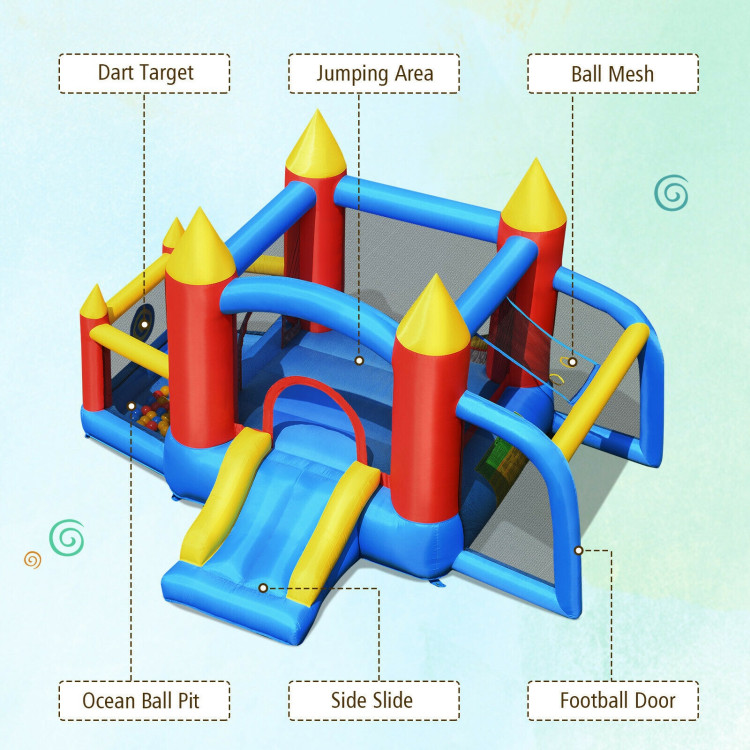 Kid Inflatable Slide Jumping Castle Bounce House with 740w BlowerCostway Gallery View 9 of 12