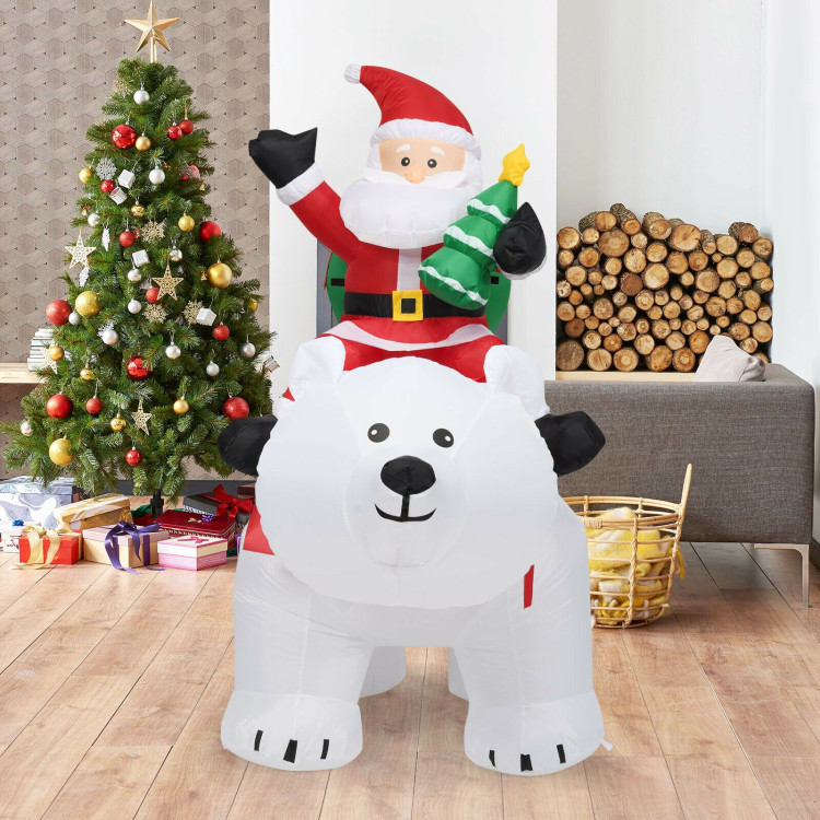 6.5 Feet Christmas Inflatable Santa Riding Polar Bear with Shaking Head LED LightsCostway Gallery View 8 of 9