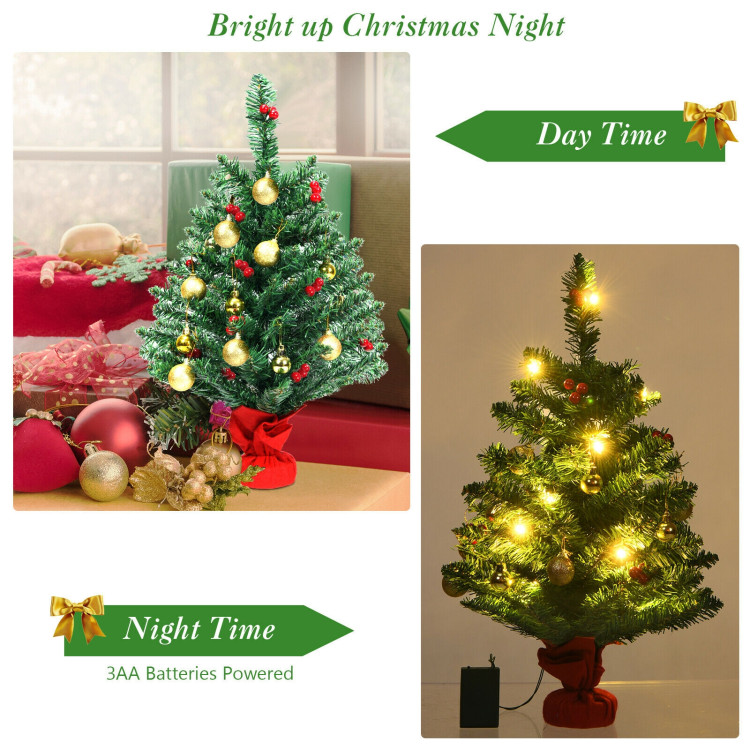 2 Feet Artificial Battery Operated Christmas Tree with LED LightsCostway Gallery View 5 of 10