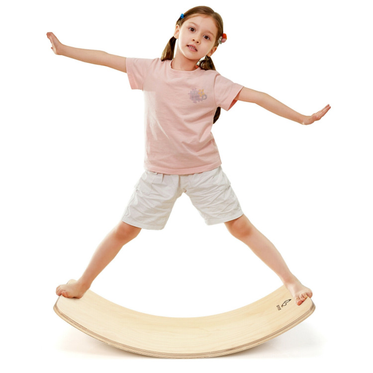 Wooden Wobble Balance Board Kids with Felt Layer-NaturalCostway Gallery View 7 of 11