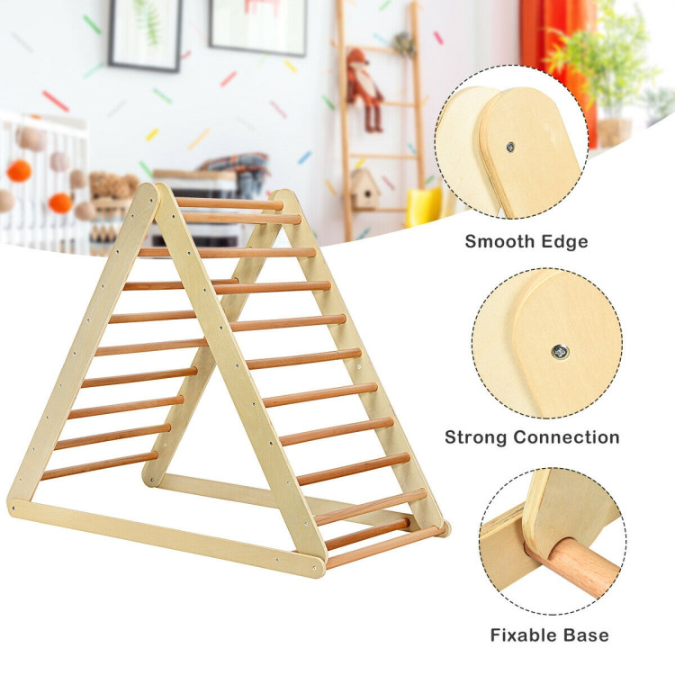 Foldable Wooden Triangle Climber with Reversible Ramp for Kids - Costway