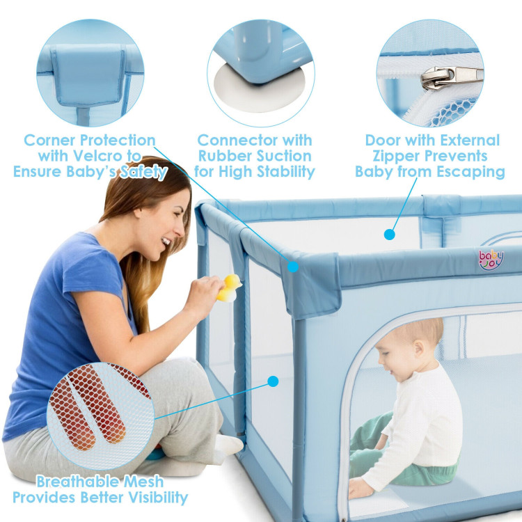 Baby Playpen Extra Large Kids Activity Center Safety Play-BlueCostway Gallery View 8 of 11
