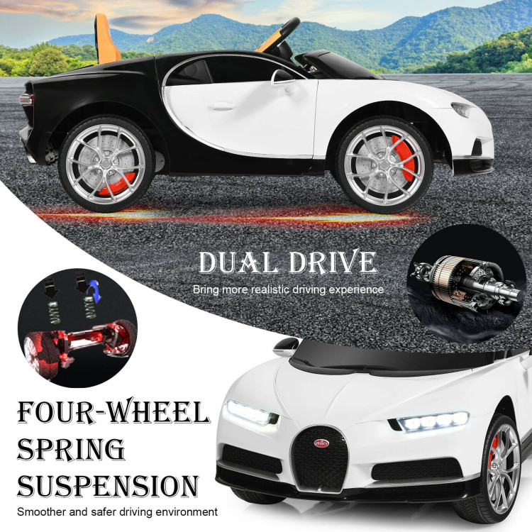 12V Licensed Bugatti Chiron Kids Ride on Car with Storage Box and MP3-WhiteCostway Gallery View 6 of 8
