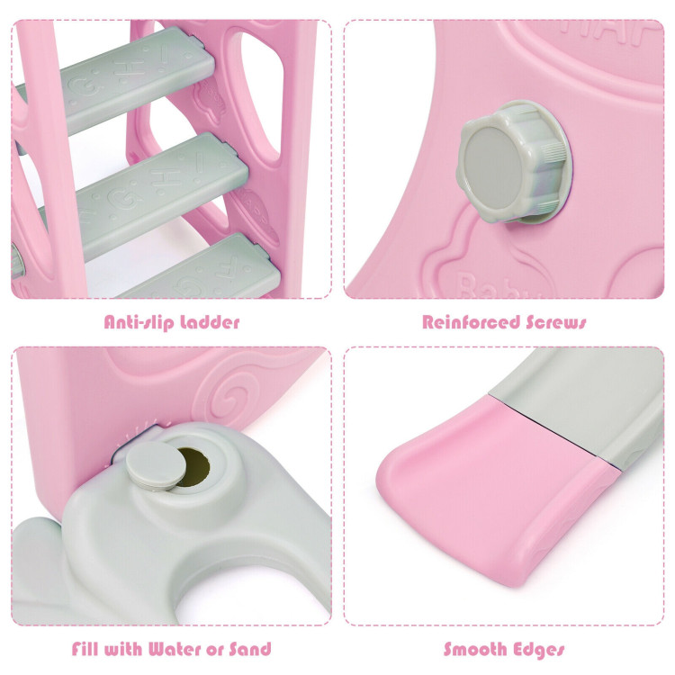 3 in 1 Toddler Climber and Swing Set Slide Playset-PinkCostway Gallery View 12 of 12