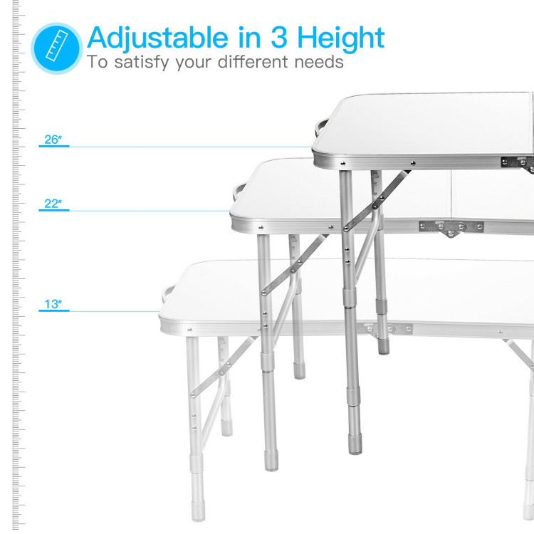 Adjustable Portable Aluminum Patio Folding Camping Table for Outdoor and IndoorCostway Gallery View 9 of 12