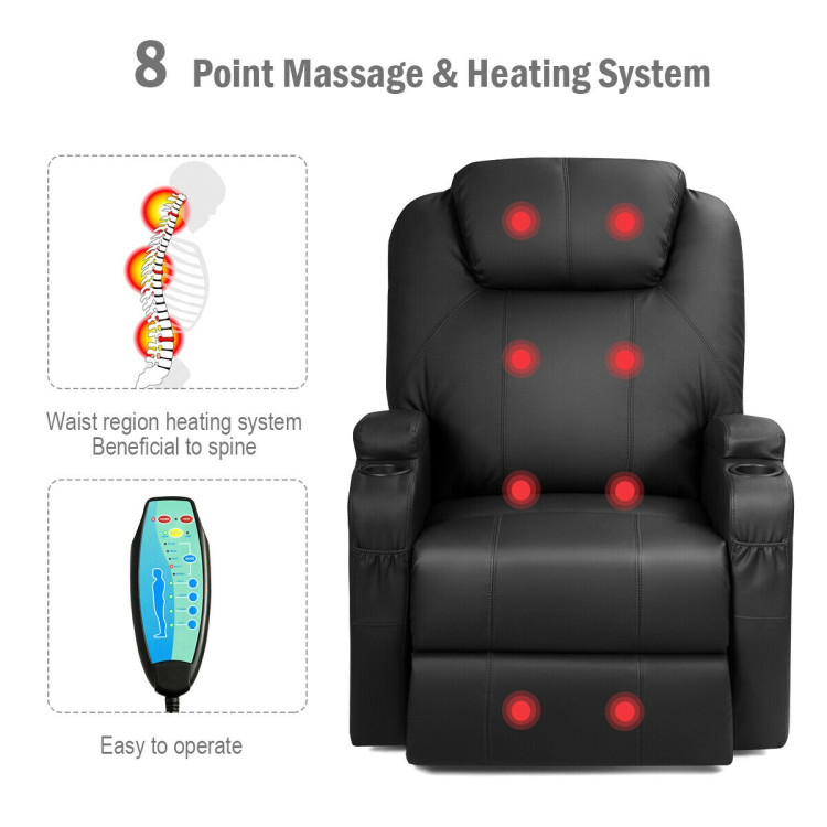 Power Lift Recliner Chair with Massage and Heat for Elderly with Remote Control-BlackCostway Gallery View 10 of 12