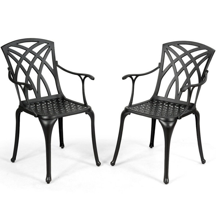 2 Pieces Durable Aluminum Dining Chairs Set with ArmrestsCostway Gallery View 1 of 9