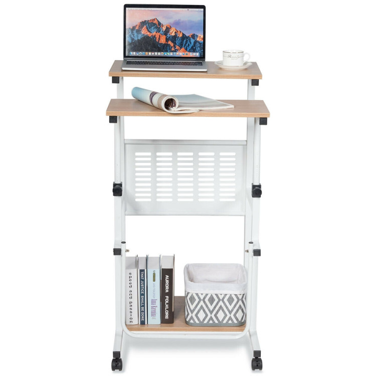 Height Adjustable Mobile Computer Stand-Up Desk with 2 ModesCostway Gallery View 7 of 11