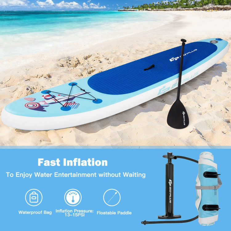 10 Feet Inflatable Stand Up Paddle Board with Adjustable Paddle PumpCostway Gallery View 3 of 12