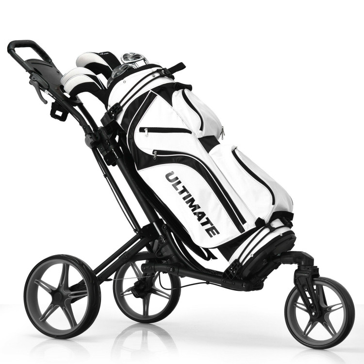 Folding Golf Push Cart with Scoreboard Adjustable Handle Swivel Wheel-GrayCostway Gallery View 1 of 12