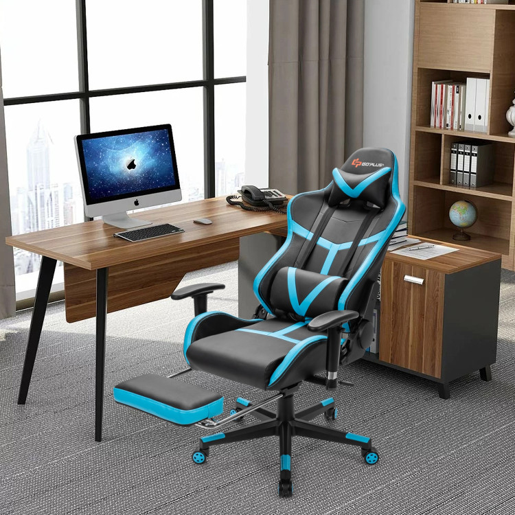 Costway High Back Reclining Office Chair Ergonomic Computer Desk Chair w/  Footrest & Pad