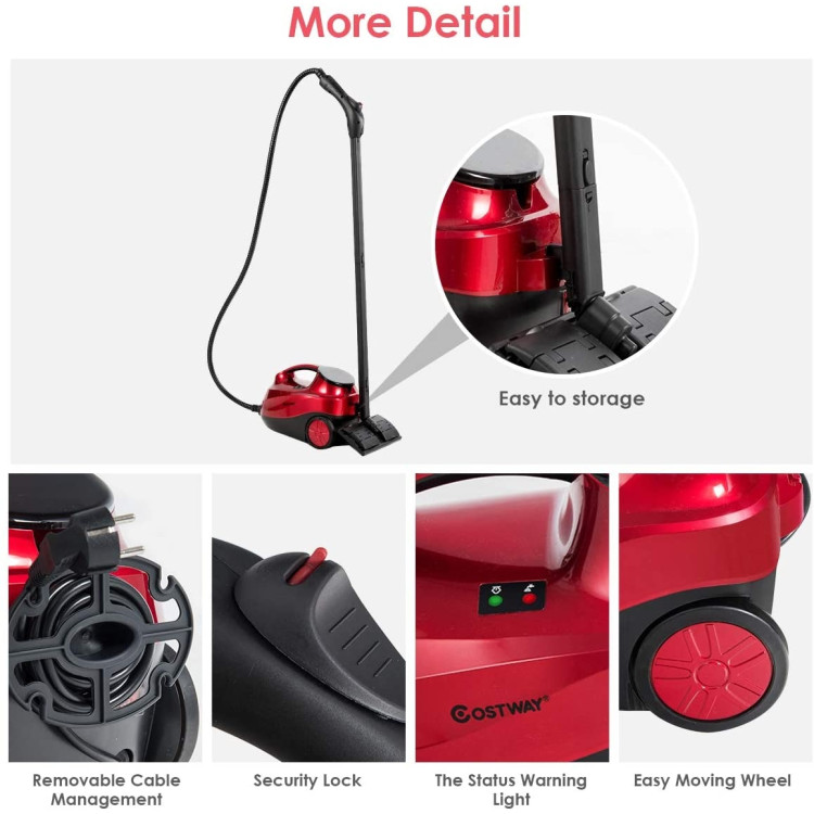 2000W Heavy Duty Multi-purpose Steam Cleaner Mop with Detachable Handheld Unit-RedCostway Gallery View 5 of 9