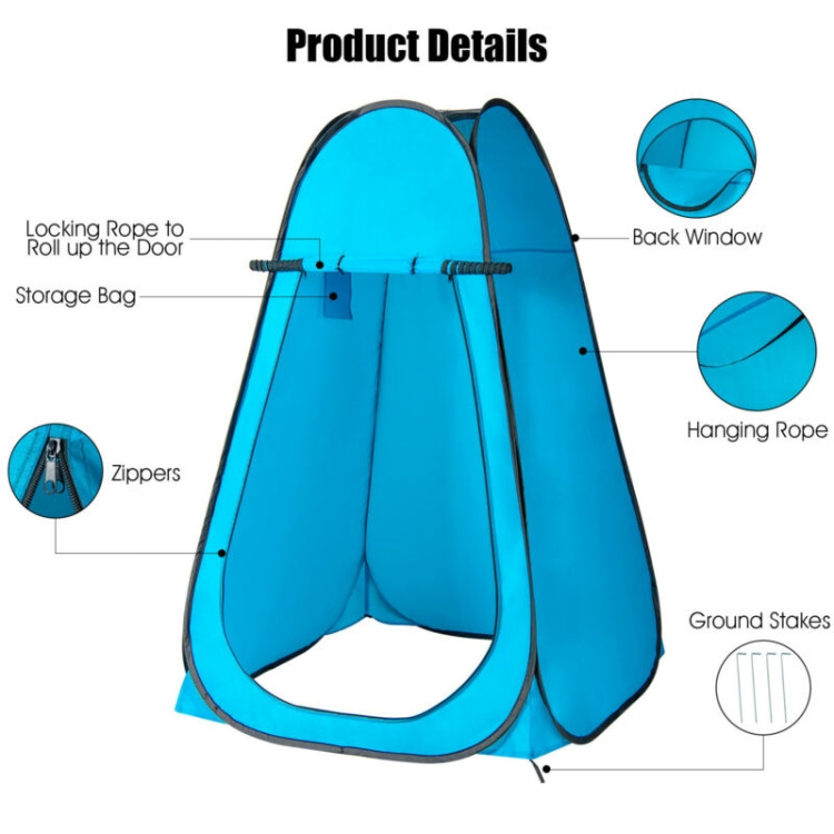 Portable Pop Up Privacy Shower Toilet Changing Room Camping Hiking Tent-BlueCostway Gallery View 10 of 12