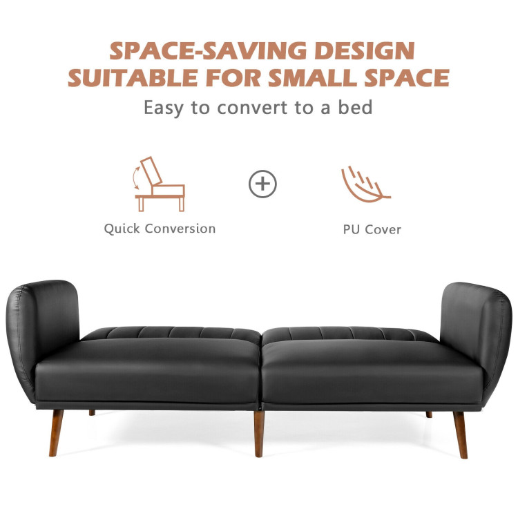 3 Seat Convertible Sofa Bed with Adjustable Backrest for Living Room-BlackCostway Gallery View 10 of 12
