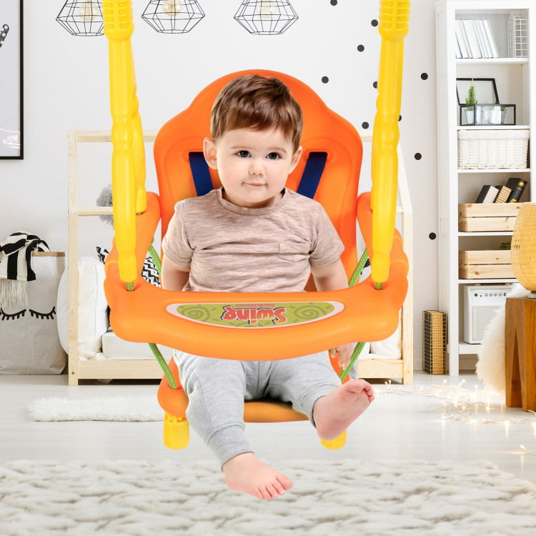 Toddler Swing Set High Back Seat with Swing SetCostway Gallery View 7 of 14