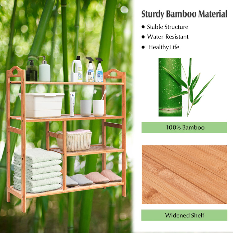 4 Tiers Multifunction Bamboo Storage Shoe Rack for Entryway HallwayCostway Gallery View 5 of 11