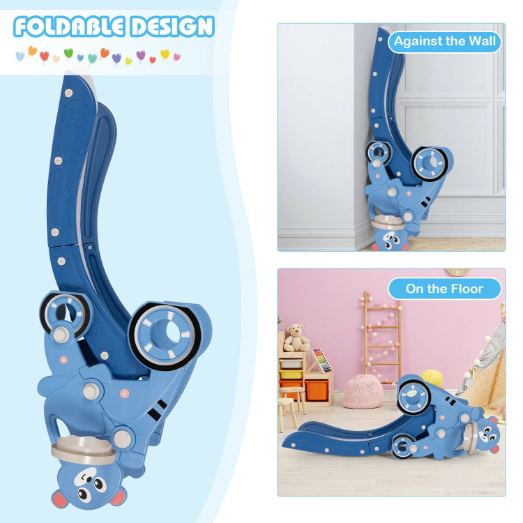 4-in-1 Foldable Baby Slide Toddler Climber Slide PlaySet with Ball-BlueCostway Gallery View 9 of 12