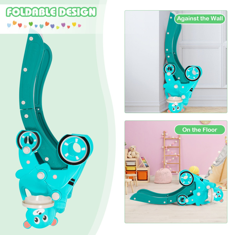 4-in-1 Foldable Baby Slide Toddler Climber Slide PlaySet with Ball-GreenCostway Gallery View 9 of 12