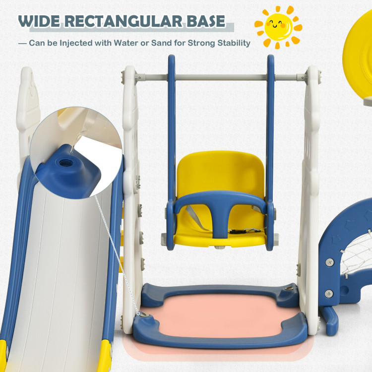 6-in-1 Slide and Swing Set with Ball Games for Toddlers-BlueCostway Gallery View 10 of 12