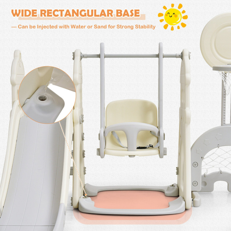 6-in-1 Slide and Swing Set with Ball Games for Toddlers-WhiteCostway Gallery View 9 of 12
