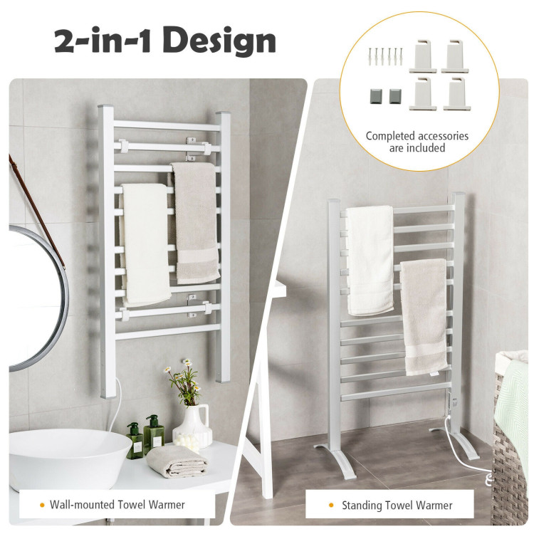 2-in-1 150W Freestanding and Wall-mounted Towel Warmer Drying Rack with TimerCostway Gallery View 11 of 12