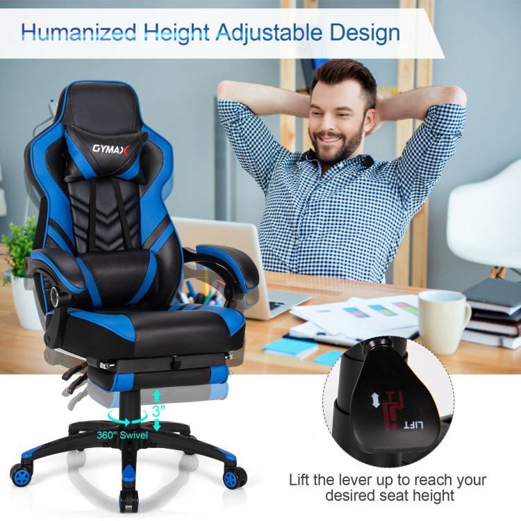 Adjustable Gaming Chair with Footrest for Home Office-BlueCostway Gallery View 8 of 12