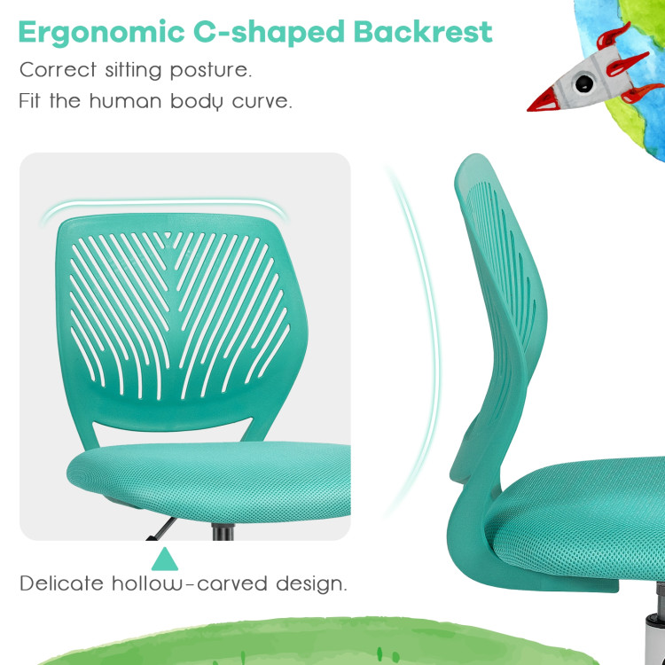 Adjustable Office Task Desk Armless Chair-TurquoiseCostway Gallery View 15 of 20