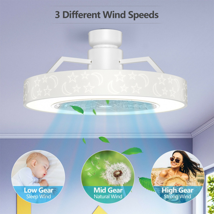 23 Inch Ceiling Fan with LED Light and Remote Control-WhiteCostway Gallery View 2 of 10