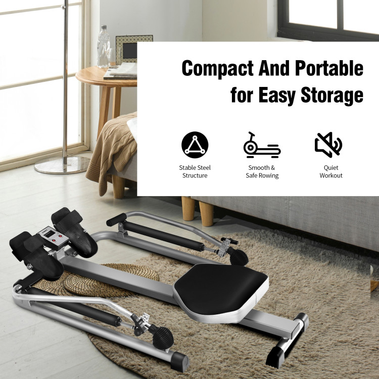 Ltrotted Double Hydraulic Rowing Machine 220 lb Weight Capacity 42.5 x 33 x 8 Inch Adjustable Resistance Rower with LCD Monitor Workout Equipment for Home Gym Cardio Machine for Full Body Exercise 