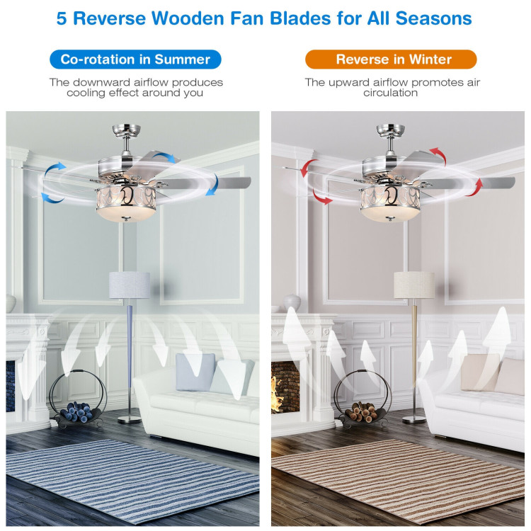 52 Inch Ceiling Fan with Light Reversible Blade and Adjustable Speed-SilverCostway Gallery View 5 of 12