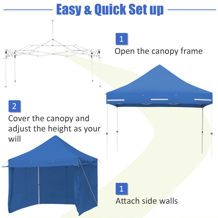 10 x 10 Feet Pop up Gazebo with 4 Height and Adjust Folding Awning-BlueCostway Gallery View 10 of 13