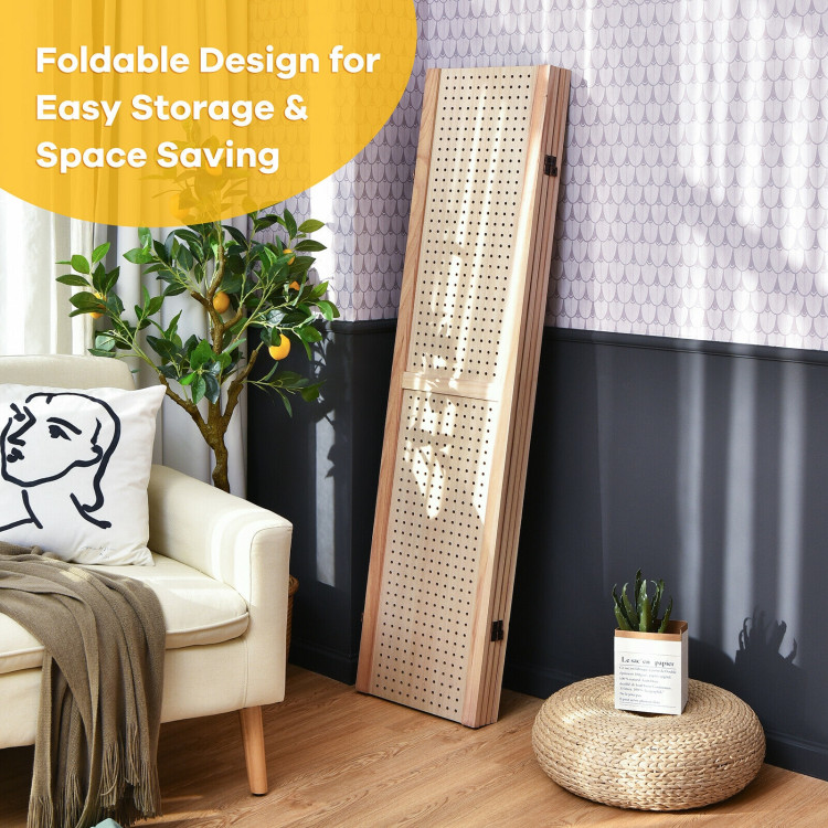 4-Panel Pegboard Display 5 Feet Tall Folding Privacy Screen for Craft Display OrganizedCostway Gallery View 9 of 12