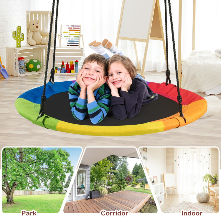40 Inch 770 lbs Flying Saucer Tree Swing Kids Gift with 2 Tree Hanging Straps-MulticolorCostway Gallery View 5 of 12