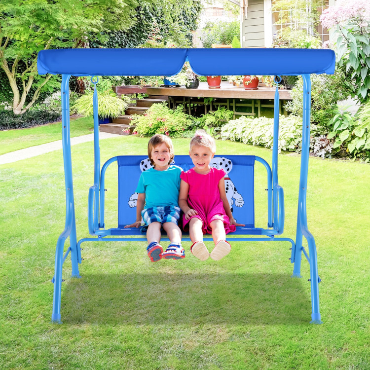 Outdoor Kids Patio Swing Bench with Canopy 2 SeatsCostway Gallery View 1 of 9