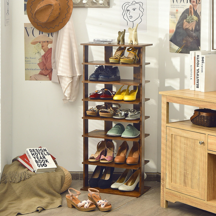 7 Tiers Vertical Shoe Rack Free Standing Concise Shelves StorageCostway Gallery View 9 of 33