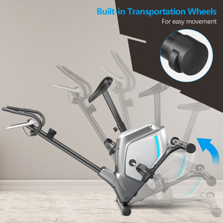 Magnetic Stationary Upright Exercise Bike with LCD Monitor and Pulse SensorCostway Gallery View 5 of 12
