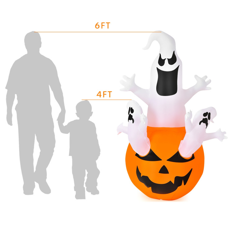 6 Feet Pumpkin-Halloween Blow Up Yard Decorations with Build-in LED ...