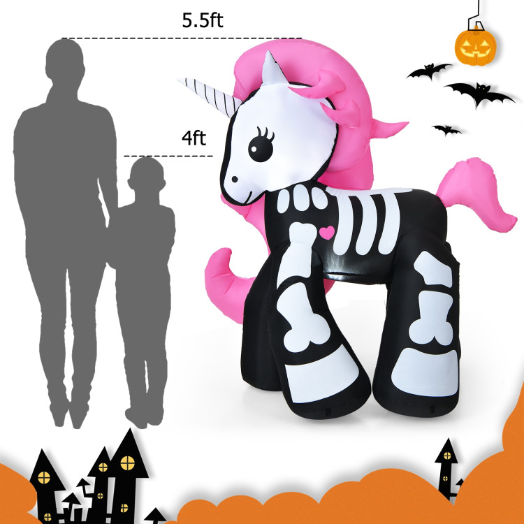 5.5 Feet Halloween Inflatables Skeleton Unicorn with Built-in LED LightsCostway Gallery View 5 of 11