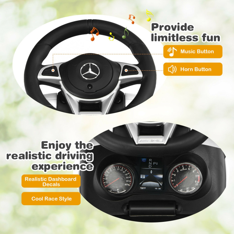 3-in-1 Mercedes Benz Ride-on Toddler Sliding Car-WhiteCostway Gallery View 12 of 12