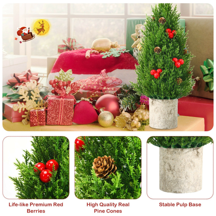 18.5 Inch Tabletop Artificial Christmas Tree with 170 PE Branches and Pulp StandCostway Gallery View 8 of 11
