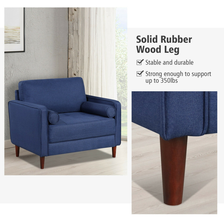 Accent Oversized Linen Club Armchair with Pillows and Rubber Wood LegsCostway Gallery View 10 of 12