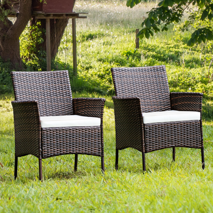2 Pieces Outdoor PE Rattan Armchairs with Removable CushionsCostway Gallery View 1 of 11